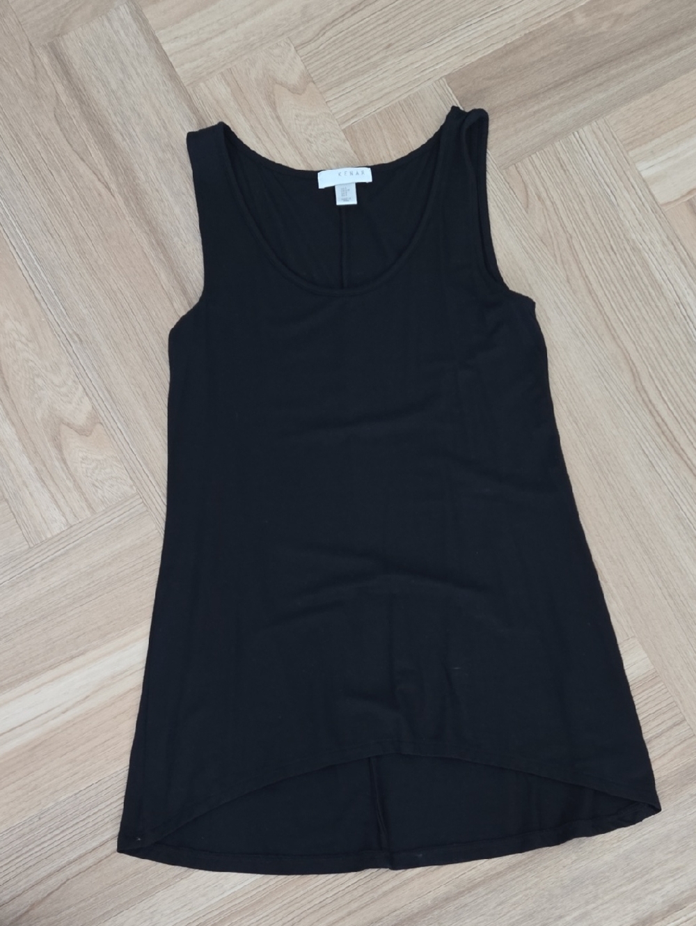Kenar Black Scoop Neck Tunic Top High Low Small